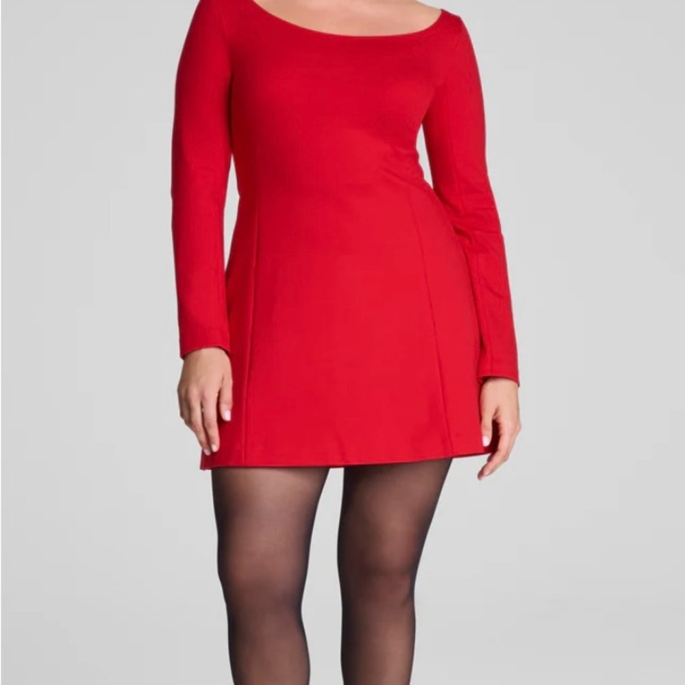SPANX Vibrant Red Long Sleeve Dress